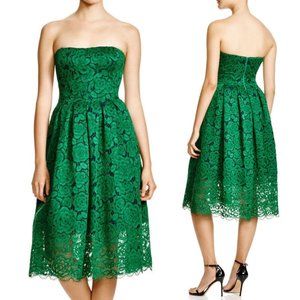 Vera Wang Dress Green Strapless Fit and Flare LIKE NEW